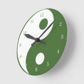 Yin Yang Green en White Symbol Clock Ronde Klok (Hoek)