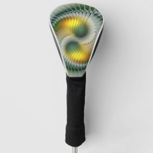 Yin Yang Green Gold Abstract Colorful Fractal Art Golfheadcover