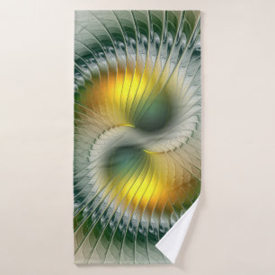Yin Yang Green Yellow Abstract Colorful Fractal Badhanddoek