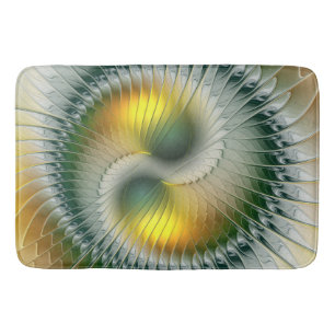 Yin Yang Green Yellow Abstract Colorful Fractal Badmat