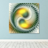 Yin Yang Green Yellow Abstract Colorful Fractal Canvas Afdruk (Insitu (Houten vloer))