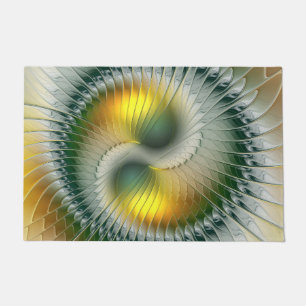 Yin Yang Green Yellow Abstract Colorful Fractal Deurmat