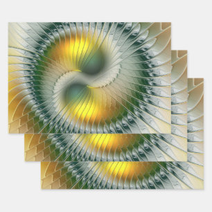 Yin Yang Green Yellow Abstract Colorful Fractal Inpakpapier Vel