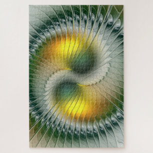 Yin Yang Green Yellow Abstract Colorful Fractal Legpuzzel