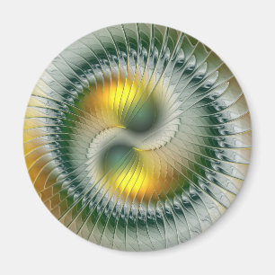 Yin Yang Green Yellow Abstract Colorful Fractal Magneet
