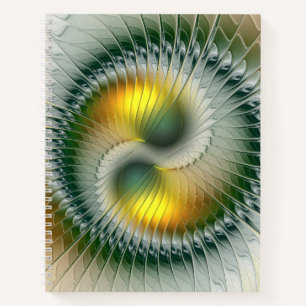 Yin Yang Green Yellow Abstract Colorful Fractal Notitieboek