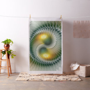 Yin Yang Green Yellow Abstract Colorful Fractal Stof