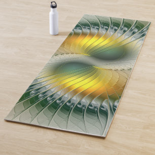 Yin Yang Green Yellow Abstract Colorful Fractal Yogamat