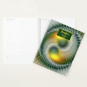Yin Yang Green Yellow Abstract Fractal Own Name Planner (Display)