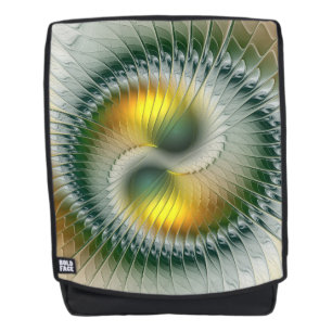 Yin Yang Groen Geel Abstract Kleurrijk Fractal Rugtassen