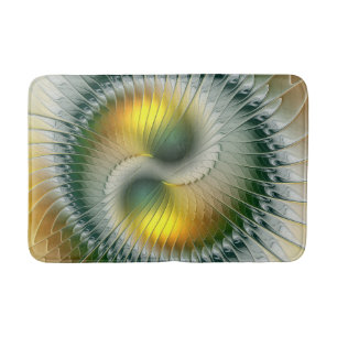 Yin Yang Groen Geel Abstract Kleurrijke Fractal Badmat