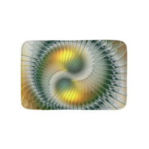 Yin Yang Groen Geel Abstract Kleurrijke Fractal Badmat