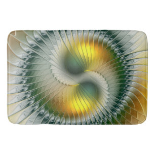 Yin Yang Groen Geel Abstract Kleurrijke Fractal Badmat
