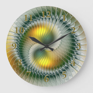 Yin Yang Groen Geel Abstract Kleurrijke Fractal Grote Klok