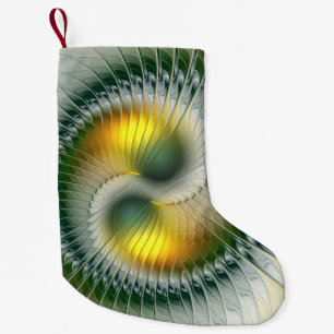 Yin Yang Groen Geel Abstract Kleurrijke Fractal Kleine Kerstsok