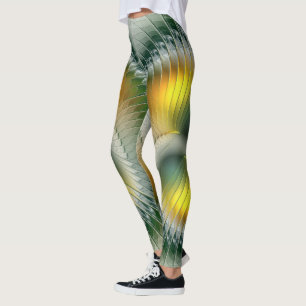 Yin Yang Groen Geel Abstract Kleurrijke Fractal Leggings