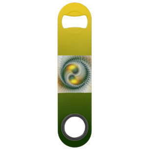 Yin Yang Groen Geel Abstract Kleurrijke Fractal Speed Flessenopener