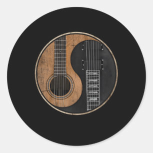 Yin Yang Guitar Ronde Sticker