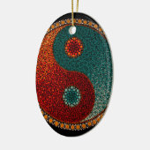 Yin Yang Hand Painted Mandala Keramisch Ornament (Links)