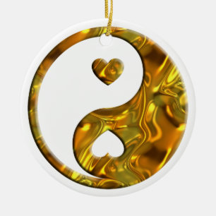 Yin & Yang / Hart goud Keramisch Ornament