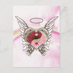 Yin Yang Heart Angel Wings Waterverf Briefkaart