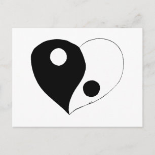 Yin Yang Heart (B/W) Briefkaart