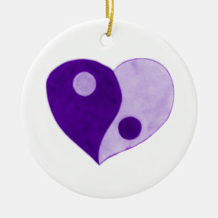 Yin Yang Heart (Paars/Lila) Keramisch Ornament