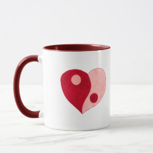 Yin Yang Heart (rood/roze) Mok