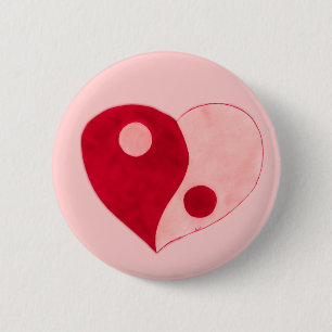 Yin Yang Heart (rood/roze) Ronde Button 5,7 Cm