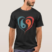 Yin Yang Heart Symbool - Uniek Artistiek Ontwerp T-shirt (Voorkant)