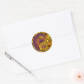 Yin & Yang / Hearts gold | oranje glansstof Ronde Sticker (Envelop)