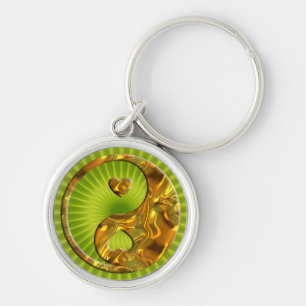 Yin & Yang / Hearts gold Sleutelhanger