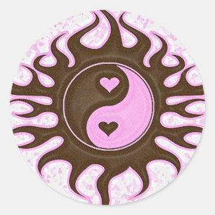 Yin Yang Hearts Ronde Sticker