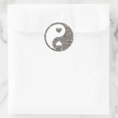 Yin & Yang / Hearts SILVER Ronde Sticker (Tas)