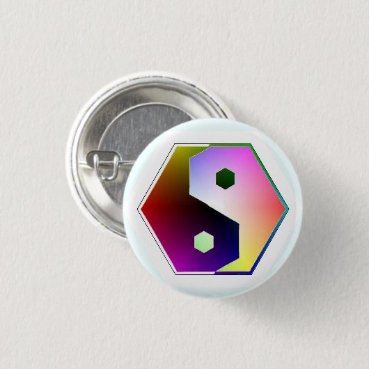 Yin Yang Hexagon Ronde Button 3,2 Cm (Voorkant /achterkant)