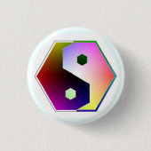Yin Yang Hexagon Ronde Button 3,2 Cm (Voorkant)