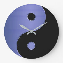 Yin Yang Horloge en bleu clair argent et noir