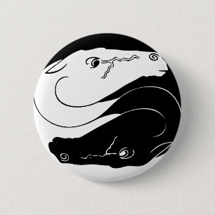 Yin Yang Horse Pin Ronde Button 5,7 Cm