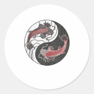Yin Yang Japans Koi Fish Ronde Sticker