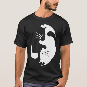 Yin Yang Kat Symbool Cute Zwarte en Witte Kat Katj T-shirt