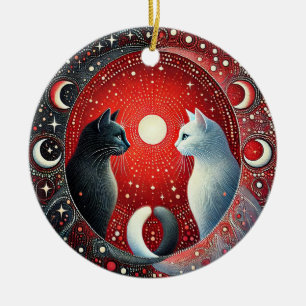 Yin Yang Katten Artistieke Balans Huisornament 🐱 Keramisch Ornament