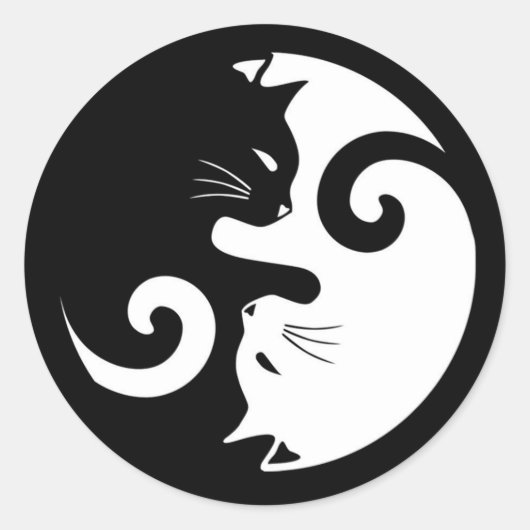 Yin Yang Katten Ronde Sticker (Voorkant)