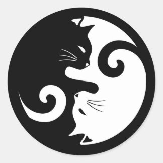Yin Yang Katten Ronde Sticker