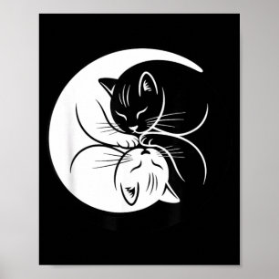 Yin Yang Katten Zwart En Wit Schattig Kattenliefhe Poster