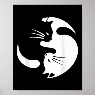 Yin Yang kattensymbool Schattige zwart-wit Poster