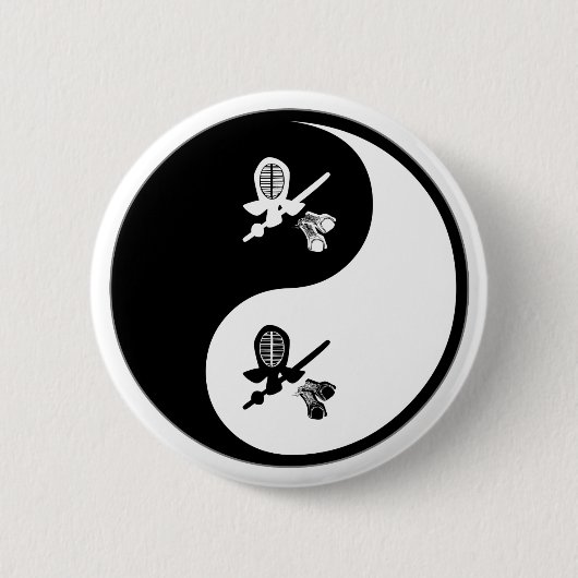 Yin Yang Kendo Ronde Button 5,7 Cm (Voorkant)