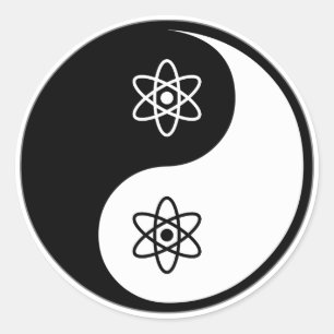 Yin Yang Kernfysica Ronde Sticker