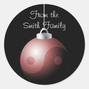 Yin Yang kerstbal in het rood Ronde Sticker
