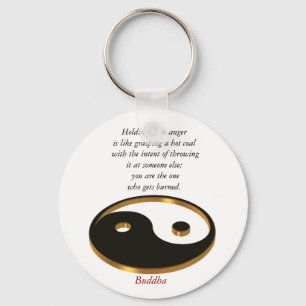 Yin Yang keychain met het citaat van Boedha