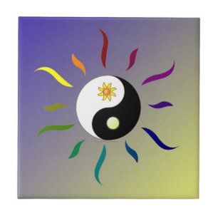 Yin Yang Kleurrijke Zon Maan Tegels Tegeltje